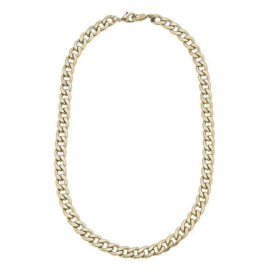 Soleil Bold Curb Chain Mask Necklace in Worn Gold - Anara Lifestyle