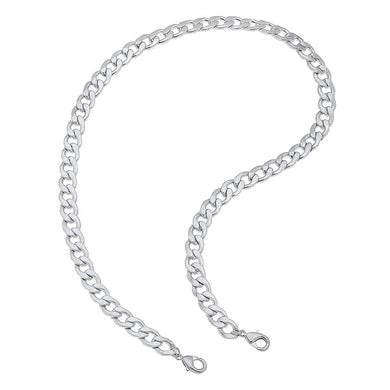 Soleil Bold Curb Chain Mask Necklace in Worn Silver - Anara Lifestyle