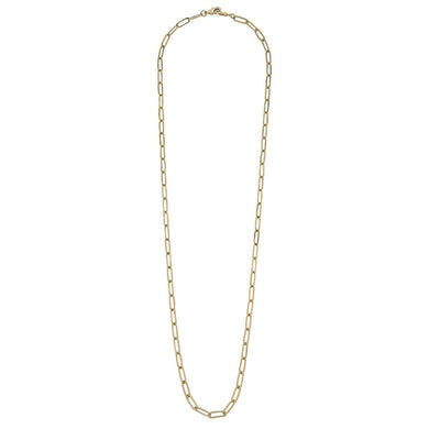Soleil Medium Paperclip Chain Mask Necklace in Worn Gold - Anara Lifestyle