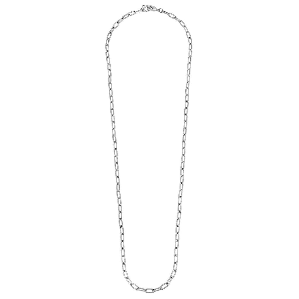 Soleil Medium Paperclip Chain Mask Necklace in Worn Silver - Anara Lifestyle