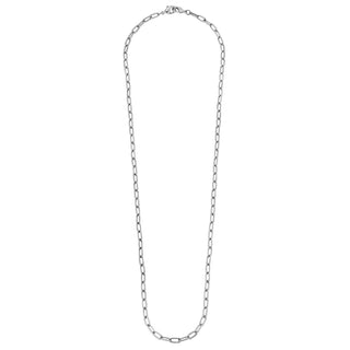 Soleil Medium Paperclip Chain Mask Necklace in Worn Silver - Anara Lifestyle