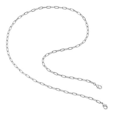 Soleil Medium Paperclip Chain Mask Necklace in Worn Silver - Anara Lifestyle