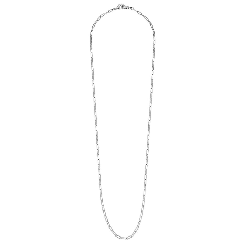 Soleil Small Paperclip Chain Mask Necklace in Worn Silver - Anara Lifestyle