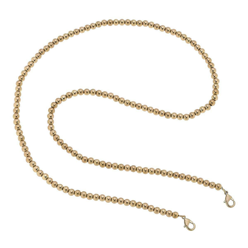 Soleil Stretchy Ball Bead Mask Necklace in Worn Gold - Anara Lifestyle