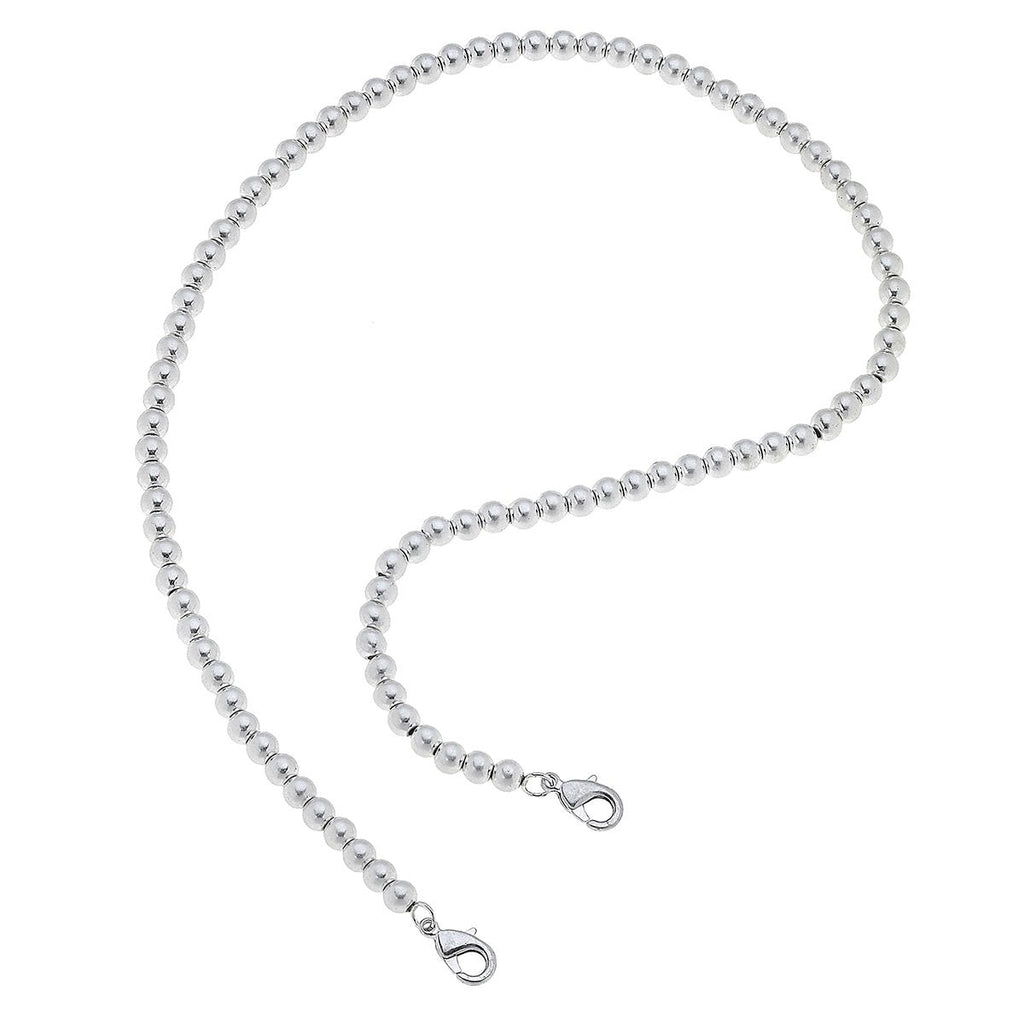 Soleil Stretchy Ball Bead Mask Necklace in Worn Silver - Anara Lifestyle