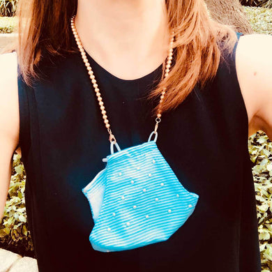 Soleil Stretchy Ball Bead Mask Necklace in Worn Silver - Anara Lifestyle