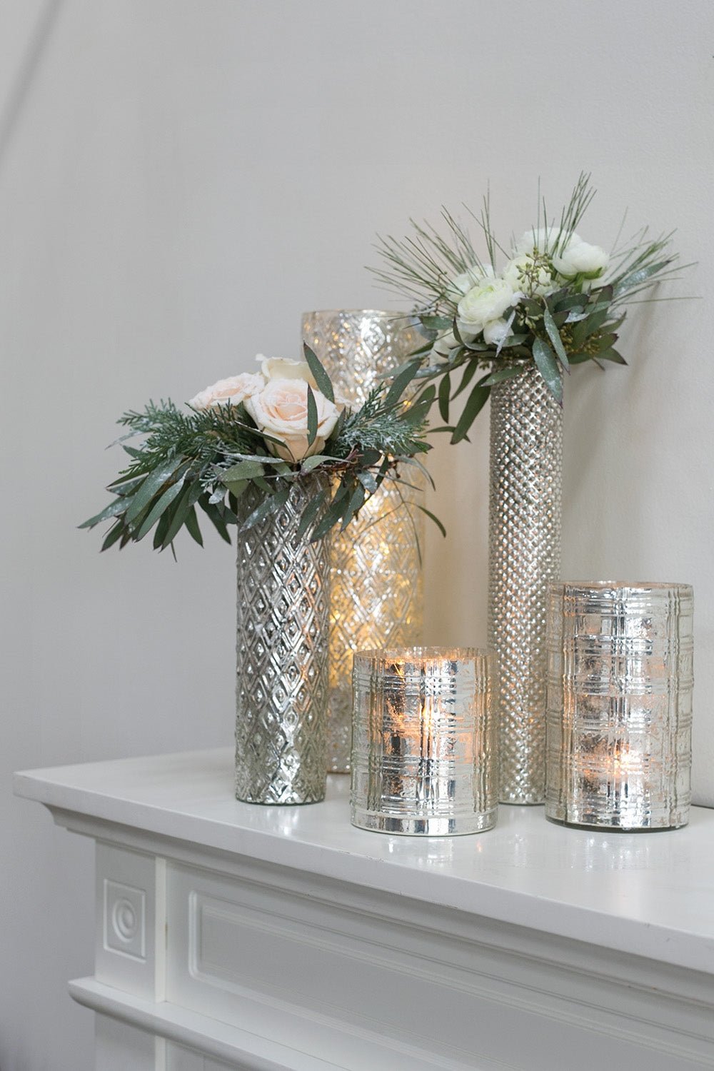 Sparkling Silver Finish Nordic Glass Vase - Anara Lifestyle