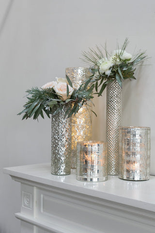 Sparkling Silver Finish Nordic Glass Vase - Anara Lifestyle