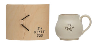 Stoneware 14 oz. Mug with Wood Gift Box and Saying - Anara Lifestyle