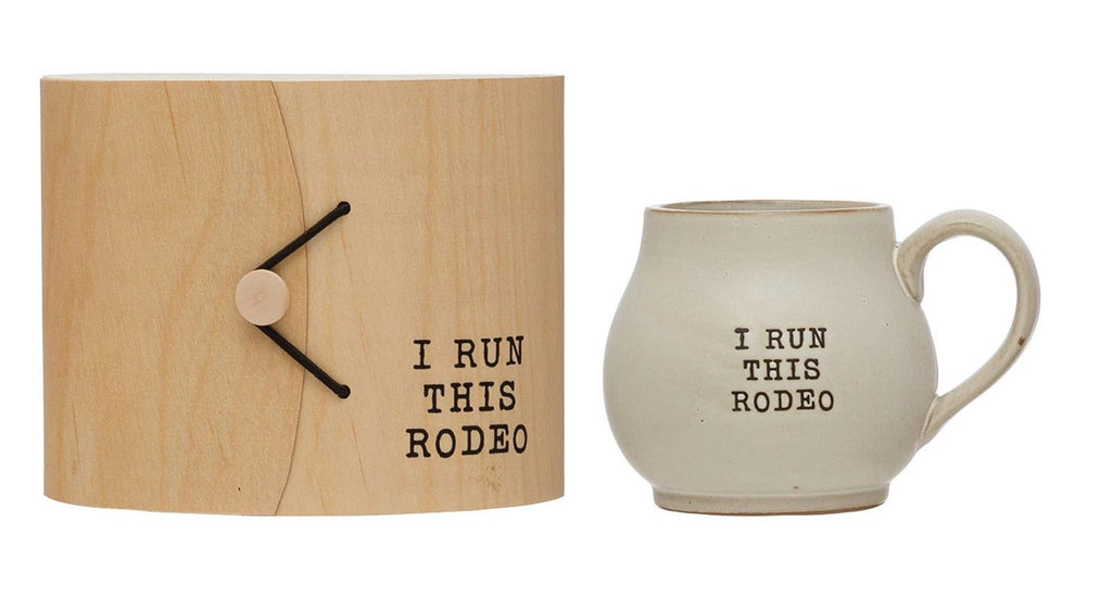 Stoneware 14 oz. Mug with Wood Gift Box and Saying - Anara Lifestyle