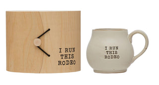 Stoneware 14 oz. Mug with Wood Gift Box and Saying - Anara Lifestyle