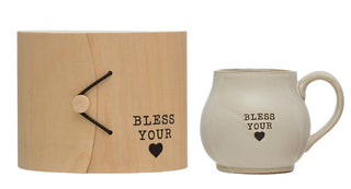 Stoneware 14 oz. Mug with Wood Gift Box and Saying - Anara Lifestyle