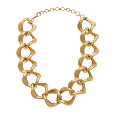 Stylish Abella Statement Collar Necklace in Worn Gold - Anara Lifestyle