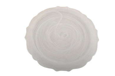 Swirl Glass Alabaster White Dinner Plate - Anara Lifestyle