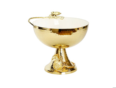 White and Gold Footed Bowl with Gold Flower Design - Anara Lifestyle