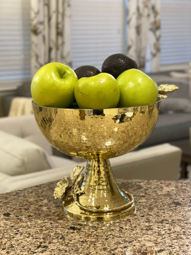 White and Gold Footed Bowl with Gold Flower Design - Anara Lifestyle