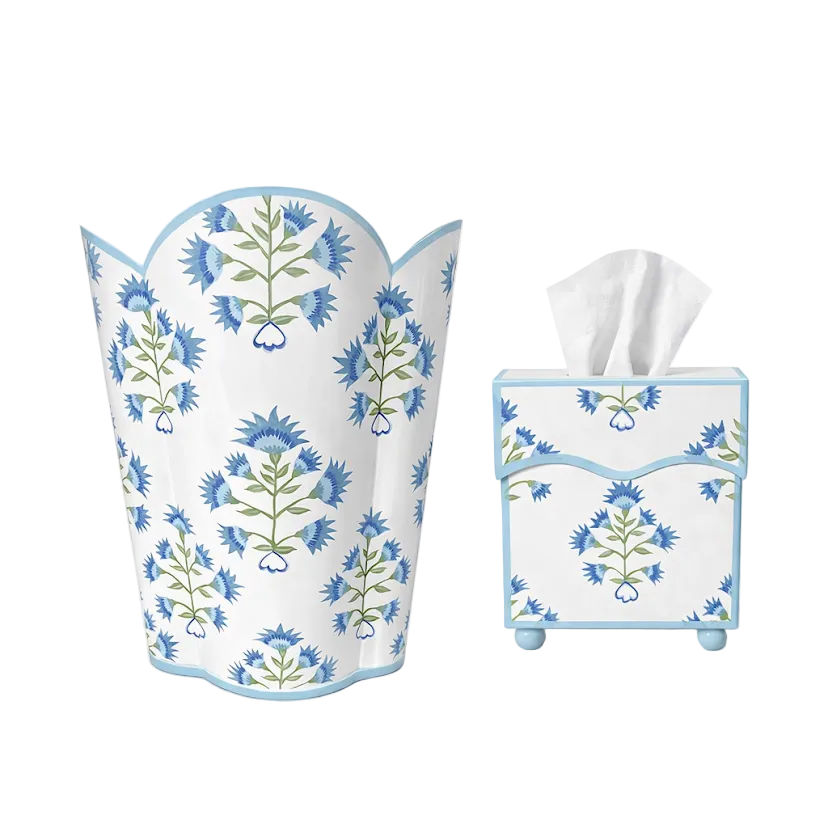 Willow Bloom Round Wastepaper Basket & Tissue Box Set