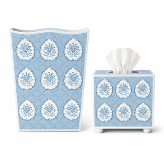 Blue Meadow Crest Wastepaper Basket & Tissue Box Set