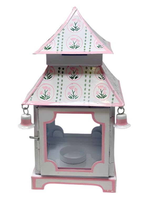 Pink Tulip Pagoda Lantern (3 Sizes) | Floral Chinoiserie Accent