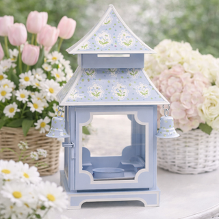 Lavender & Tulip Pagoda Lantern (3 Sizes) | Chinoiserie Accent