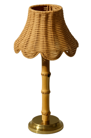 Bamboo Rechargeable Lamp with Wicker Shade