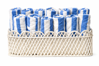 JUMBO WHITE RECTANGULAR RATTAN SCALLOPED PLANTER