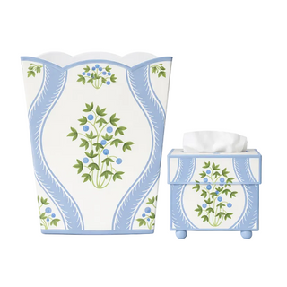 Blueberry Square Wastepaper Basket & Tissue Box Set