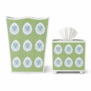 Green Meadow Crest Wastepaper Basket & Tissue Box Set