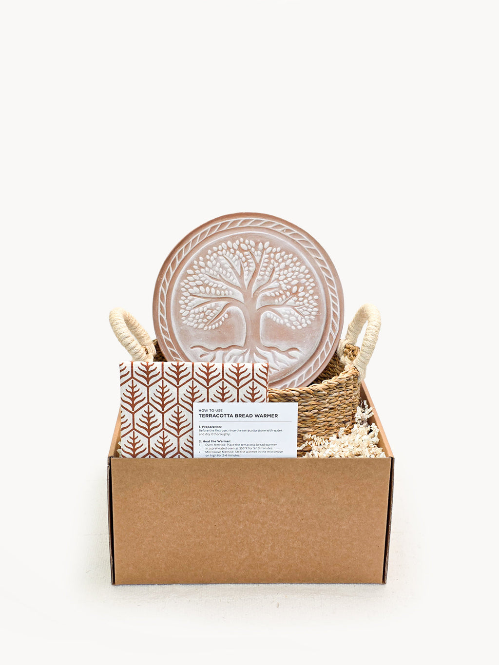 Bread Warmer & Basket Gift Set with Tea Towel - Tree of Life Round