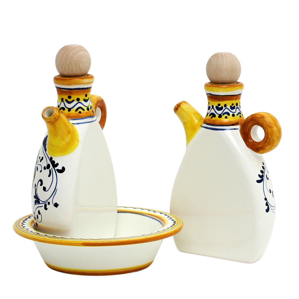 LIMONCINI: 'The Better Half' Oil and Vinegar set with tray/saucer