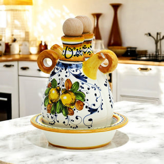 LIMONCINI: 'The Better Half' Oil and Vinegar set with tray/saucer