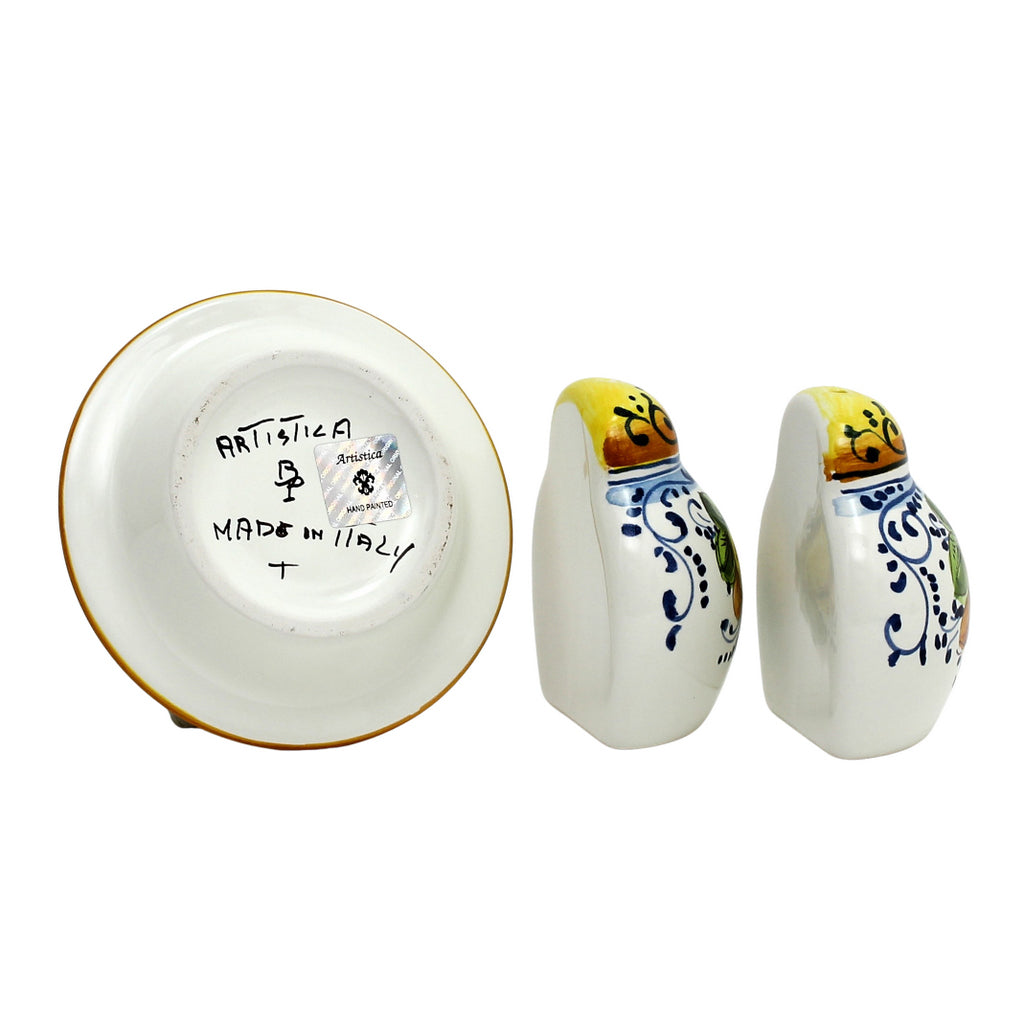 LIMONCINI: 'The Better Half' Salt and Pepper set with tray/saucer