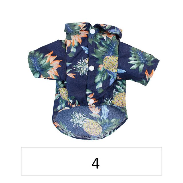 Hawaiian Pet Dog Summer Shirt – Coconut Tree & Pineapple Print