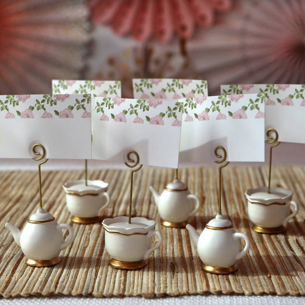 Tea Time Whimsy Place Card Holders – Teacup & Teapot Set of 6