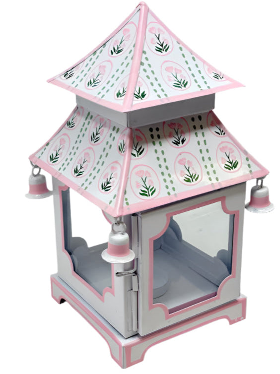 Pink Tulip Pagoda Lantern (3 Sizes) | Floral Chinoiserie Accent
