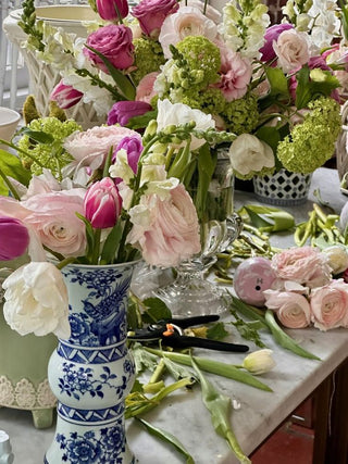 Bird & Floral Trumpet Vase | Chinoiserie Decorative Accent