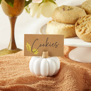 White And Gold Pumpkin Place Card Holders – Set of 6