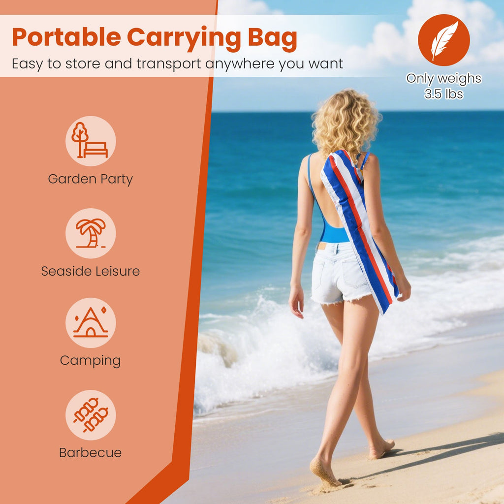 6.5-Foot Portable Beach Umbrella with UPF 50+ Protection and Tilt – Colorful