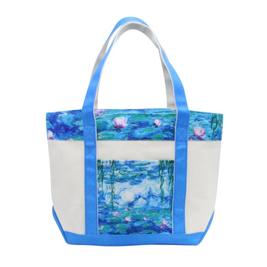 Monet Nymphéas Large Canvas Boat Tote – Zipper Top & Pockets