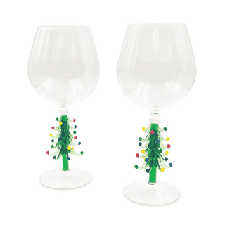 3D Christmas Tree Wine Glasses – Set of 2
