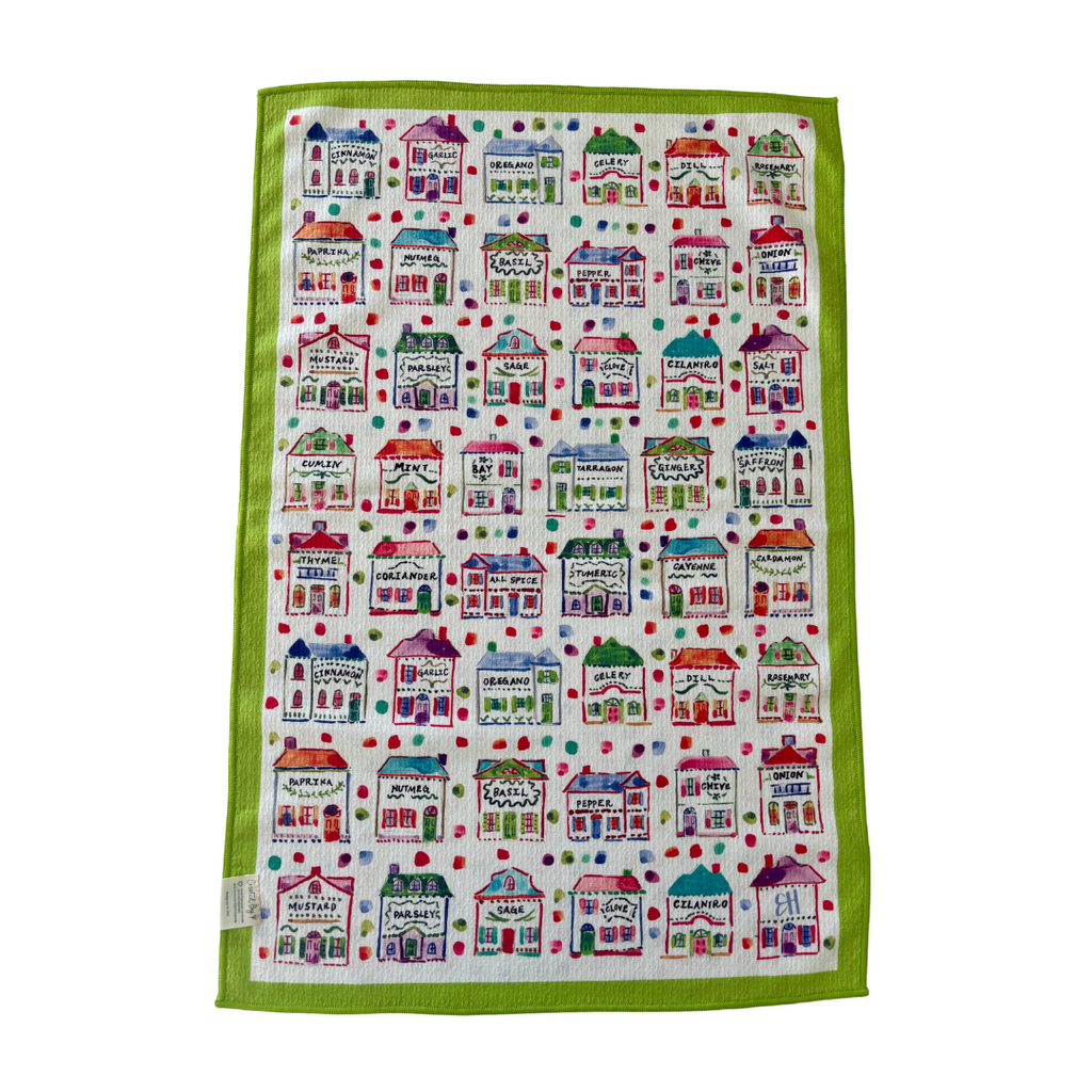 Spice Village Double-Sided Art Tea Towel