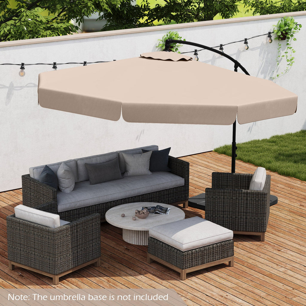 10-Foot Cantilever Patio Umbrella with Adjustable Tilt, Cover and Ruffled Edge