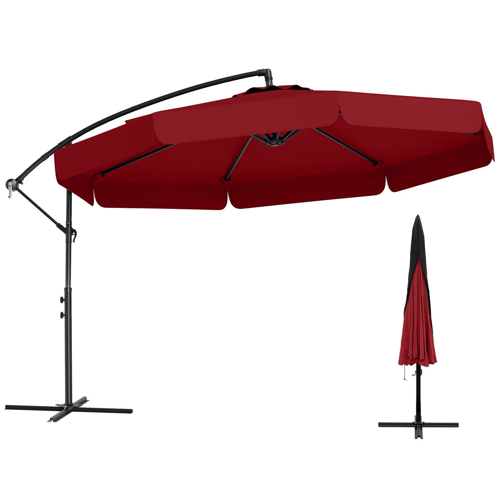 10-Foot Cantilever Patio Umbrella with Adjustable Tilt, Cover and Ruffled Edge