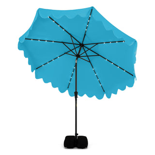 10-Foot Solar LED Patio Umbrella with Tilt and Weighted Base