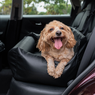 PupProtector™ Cool-to-Touch Vegan Leather Memory Foam Dog Car Bed – Black
