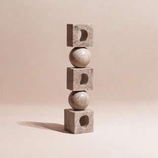 Totem Gray Marble Table Sculpture