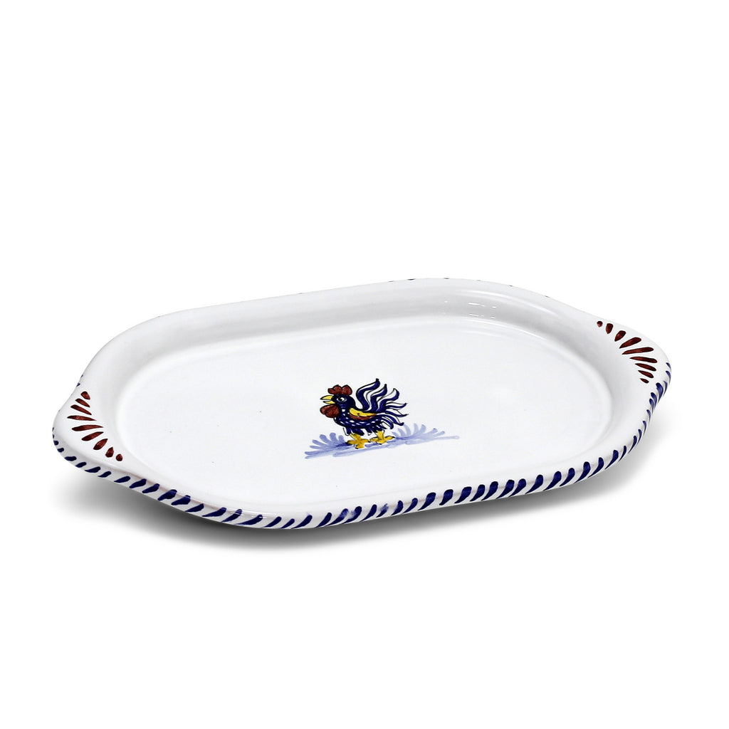 ORVIETO BLUE ROOSTER: Oval/Oblong Small Tray