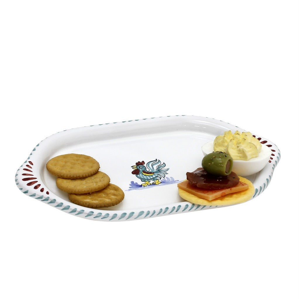ORVIETO GREEN ROOSTER: Oval/Oblong Small Tray