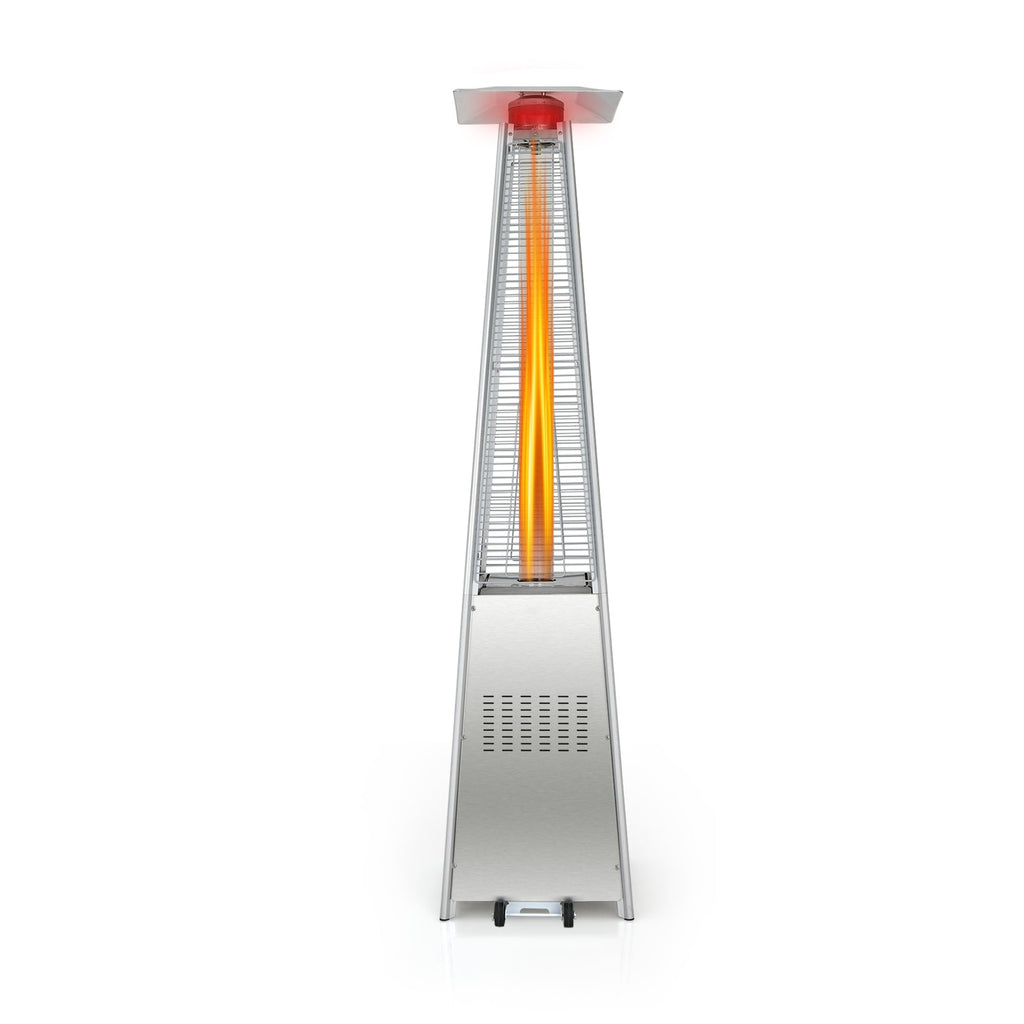 42,000 BTU Pyramid Propane Patio Heater with Glass Flame Tube and Wheels