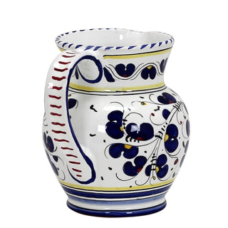 ORVIETO BLU ROOSTER: Traditional Deruta Pitcher (1.25 Liters/40 Oz/5 Cups)